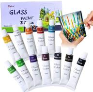 🎨 happlee non-toxic stained glass paint kit - 12 colors x 0.4 fl. oz | permanent acrylic enamel paint for wine, window, ceramic | translucent glass painting solution logo