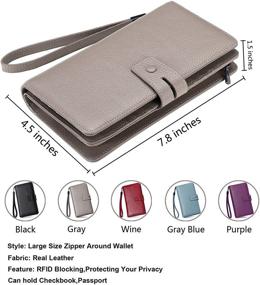 img 3 attached to 👛 Women's Large RFID Blocking Leather Zip Around Wallets - AINIMOER Clutch Organizer with Checkbook Holder for Travel Purse