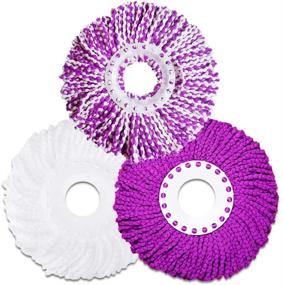 img 4 attached to Top-Notch Value: 3 Pack Spin Mop Replacement Head Refill - 6.3 inch Round Size in Purple White