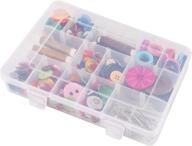 📦 efficient storage solution: clear 18 grids plastic organizer box with dividers - ideal for beads, crafts, jewelry, fishing tackles - size 7.9 x 6.2 x 1.2 in logo