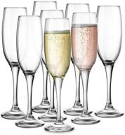 🥂 kook premium clear glass champagne flutes: 7oz classic pack of 8 with thin stem logo