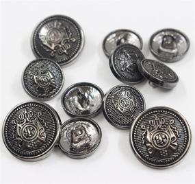 img 2 attached to 👑 Stylish 11 Piece Antiqued Black Silver Metal Button Set - Crown - Perfect for Blazers, Suits, Sport Coats, Uniforms, and Jackets (Black Silver)