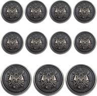 👑 stylish 11 piece antiqued black silver metal button set - crown - perfect for blazers, suits, sport coats, uniforms, and jackets (black silver) logo