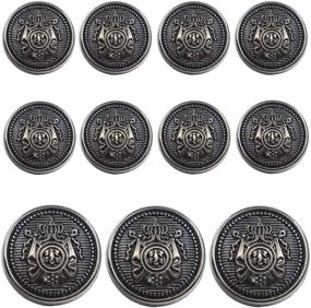 img 4 attached to 👑 Stylish 11 Piece Antiqued Black Silver Metal Button Set - Crown - Perfect for Blazers, Suits, Sport Coats, Uniforms, and Jackets (Black Silver)