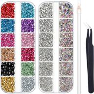 💎 4488 pieces nail art rhinestones crystal flatback rhinestones kit with rhinestone picker tweezers - vibrant colors for nails, clothes, shoes, bags decoration logo