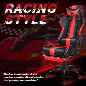 img 3 attached to 🕹️ Ultimate Red Gaming Chair: Massage Luxury Racing Video Game Chair with Ergonomic Design and Adjustable Swivel Rocker - Perfect for E Sports, Office, and Computer Gaming - Complete Comfort with Footrest, Headrest, and Lumbar Support for Adults