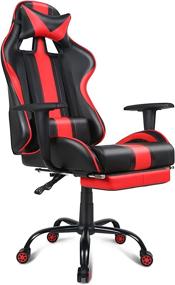 img 2 attached to 🕹️ Ultimate Red Gaming Chair: Massage Luxury Racing Video Game Chair with Ergonomic Design and Adjustable Swivel Rocker - Perfect for E Sports, Office, and Computer Gaming - Complete Comfort with Footrest, Headrest, and Lumbar Support for Adults