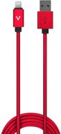 🔌 extra-long 12ft iphone charger cable - vcharged nylon braided lightning cord for iphone 13 pro/12/x/xs, ipad air/mini, airpods - usb apple charging phone cord - red logo