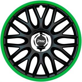 img 3 attached to Gorecki J13517 Set J-Tec Wheel Covers Orden R 13-Inch Black/Green Chrome Ring