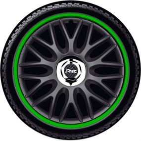 img 2 attached to Gorecki J13517 Set J-Tec Wheel Covers Orden R 13-Inch Black/Green Chrome Ring