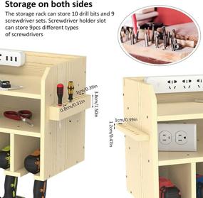 img 1 attached to 🔧 Wooden Power Tool Storage Organizer - Wall Mounted Charging Station with 5 Drill Hanging Slots and Screwdriver Cordless Drill Holder