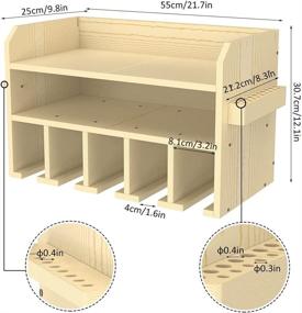 img 3 attached to 🔧 Wooden Power Tool Storage Organizer - Wall Mounted Charging Station with 5 Drill Hanging Slots and Screwdriver Cordless Drill Holder