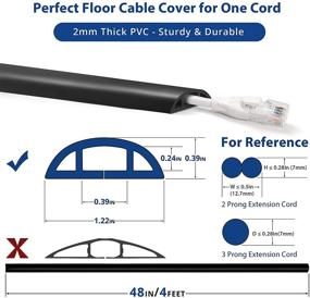 img 2 attached to 🔌 Чёрный напольный кабельный канал - защита проводов и предотвращение спотыкания - размер внутреннего отверстия 0,39" (Ш) x 0,24" (В) - 4 фута.