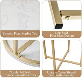 img 2 attached to 💎 Modern Gold Round Side End Table with Marble Top - Perfect for Small Spaces in Bedroom or Living Room