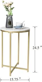 img 3 attached to 💎 Modern Gold Round Side End Table with Marble Top - Perfect for Small Spaces in Bedroom or Living Room