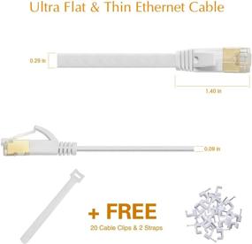 img 3 attached to Кабель Ethernet Cat 7 Ercielook 50 футов: высокоскоростной экранированный плоский интернет-кабель с зажимами - белый 15 м