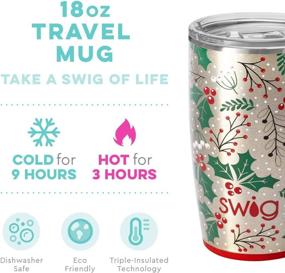 img 3 attached to 🎄 Swig Life Hollydays Christmas Holiday Print 18oz Travel Mug: Stainless Steel, Triple Insulated Coffee Tumbler with Handle, Dishwasher Safe & Cup Holder Friendly