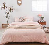 🛏️ janzaa pom pom comforter set – pink queen size bedding, 3pcs blush tufted pom comforter set with jacquard design, includes 2 pillow cases, ideal for all seasons logo