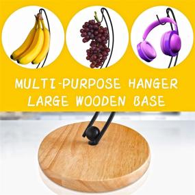 img 2 attached to 🍌 Signice Banana Holder Stand - Sleek and Sturdy Stainless Steel Banana Rack with Wooden Base for Kitchen Countertop - No More Toppling Bananas (Black)