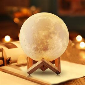 img 4 attached to NSL Lighting Moon Lamp 7.1 Inch | 16 Colors Space Lamp | Moon Night Light for Bedrooms | 3D Printed Luna Lamp | Kids Night Light for Bedrooms | Moon Night Lights for Kids