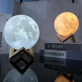 img 2 attached to NSL Lighting Moon Lamp 7.1 Inch | 16 Colors Space Lamp | Moon Night Light for Bedrooms | 3D Printed Luna Lamp | Kids Night Light for Bedrooms | Moon Night Lights for Kids