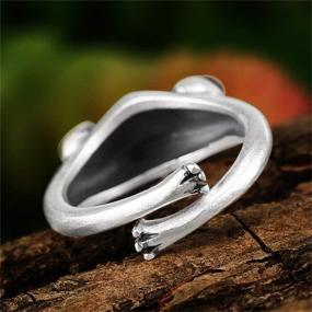 img 1 attached to Real 925 Sterling Silver Frog Open Rings for Women and Men - Couples Vintage Cute Animal Finger Ring in Silver - Fashionable Party Jewelry Gifts