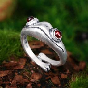 img 2 attached to Real 925 Sterling Silver Frog Open Rings for Women and Men - Couples Vintage Cute Animal Finger Ring in Silver - Fashionable Party Jewelry Gifts