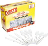 🍽️ glad disposable plastic cutlery: extra heavy duty assorted set - 240 piece party utensils logo