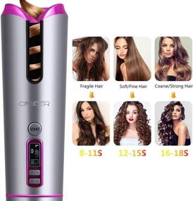 img 1 attached to CINSEER Cordless Automatic Hair Curler - Rechargeable Wireless Auto Curling Iron for Anytime, Anywhere Curls or Waves - Portable Curling Wand for Hair Styling with 6 Temperature & 6 Timer Settings