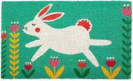 🐰 dii bunny folk garden natural coir doormat, 18x30" - animal collection logo