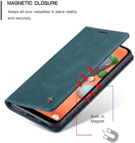 img 2 attached to 📱 Sleek Blue Samsung Galaxy A11 Wallet Case with Card Holder and Magnetic Stand