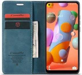 img 3 attached to 📱 Sleek Blue Samsung Galaxy A11 Wallet Case with Card Holder and Magnetic Stand