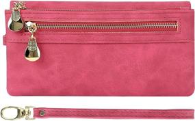 img 4 attached to 👛 Women's Leather Holder Pocket Wristlet Clutch Handbags & Wallets with Wristlets