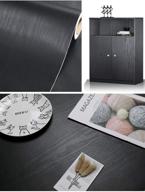 🌳 black wood peel and stick wallpaper – self-adhesive & removable vinyl wallpaper for kitchen wall, countertop, furniture, easy to clean, realistic wood texture, 17.7” × 118” dimensions logo
