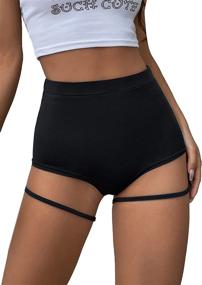 img 4 attached to 🩲 High Waist Yoga Shorts for Women - Cheeky Garter Style Workout Running Shorts from Romwe