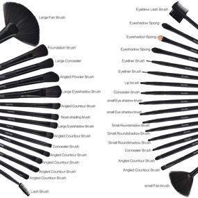 img 3 attached to 💄 Professional Makeup Brush Set - 32pcs Yuwaku Kabuki Brushes for Face, Eyes, Shadow, Eyeliner, Foundation, Blush, Lip, Powder, Liquid, Cream - Black