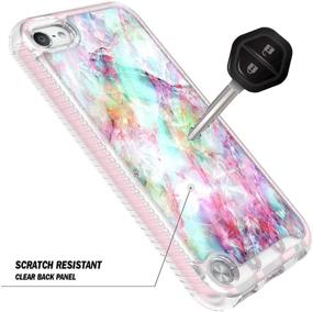 img 2 attached to 📱 Marble Design Full-Body Protective Case with Built-in Screen Protector for iPod Touch 7th/6th/5th Generation -Fantasy, E-Began Rugged Matte Bumper Cover