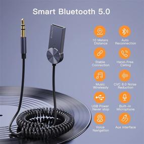 img 2 attached to 🚗 KUULAA Car Bluetooth Receiver & Aux Adapter Dongle Cable - Bluetooth 5.0/4.2/4.0, 3.5mm Jack, Speaker Transmitter for Audio Music, Noise Cancelling, Built-in Microphone