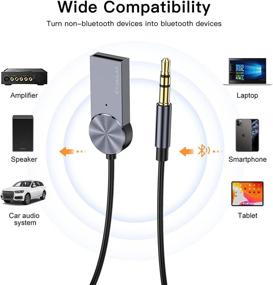 img 3 attached to 🚗 KUULAA Car Bluetooth Receiver & Aux Adapter Dongle Cable - Bluetooth 5.0/4.2/4.0, 3.5mm Jack, Speaker Transmitter for Audio Music, Noise Cancelling, Built-in Microphone