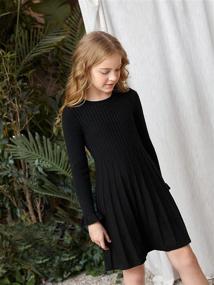 img 2 attached to 👗 SOLY HUX Girls' Long Sleeve Ribbed Knit Flared A-Line Short Dress with High Waist