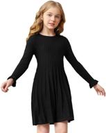 👗 soly hux girls' long sleeve ribbed knit flared a-line short dress with high waist logo