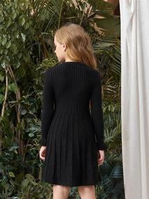 img 3 attached to 👗 SOLY HUX Girls' Long Sleeve Ribbed Knit Flared A-Line Short Dress with High Waist