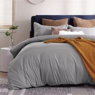 grey queen size duvet cover set - soft brushed microfiber duvet covers with zipper closure - includes 1 duvet cover 90x90 inches and 2 pillow shams - bedsure logo