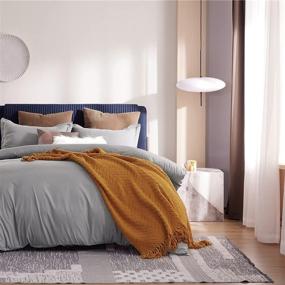 img 2 attached to Grey Queen Size Duvet Cover Set - Soft Brushed Microfiber Duvet Covers with Zipper Closure - Includes 1 Duvet Cover 90x90 inches and 2 Pillow Shams - Bedsure