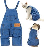 👖 stylish denim overalls for dogs and cats - comfortable pet apparel for small to medium breeds - trendy dog shirts and pants sets - fashionable pet outfits (size: l) logo