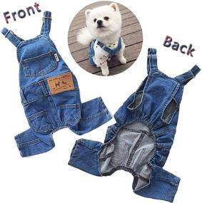 img 1 attached to 👖 Stylish Denim Overalls for Dogs and Cats - Comfortable Pet Apparel for Small to Medium Breeds - Trendy Dog Shirts and Pants Sets - Fashionable Pet Outfits (Size: L)