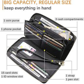 img 2 attached to RFID Blocking Zip Around Wristlet Travel Wallet Clutch for Women and Men by Bybetermon