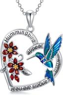 🐦 hummingbird necklace: 925 sterling silver heart pendant with red bell flower - gifts for women and girls, hummingbirds collection logo