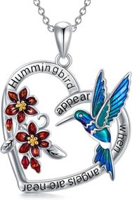 img 4 attached to 🐦 Hummingbird Necklace: 925 Sterling Silver Heart Pendant with Red Bell Flower - Gifts for Women and Girls, Hummingbirds Collection