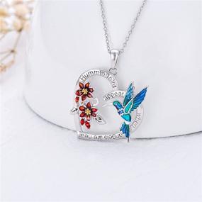 img 3 attached to 🐦 Hummingbird Necklace: 925 Sterling Silver Heart Pendant with Red Bell Flower - Gifts for Women and Girls, Hummingbirds Collection